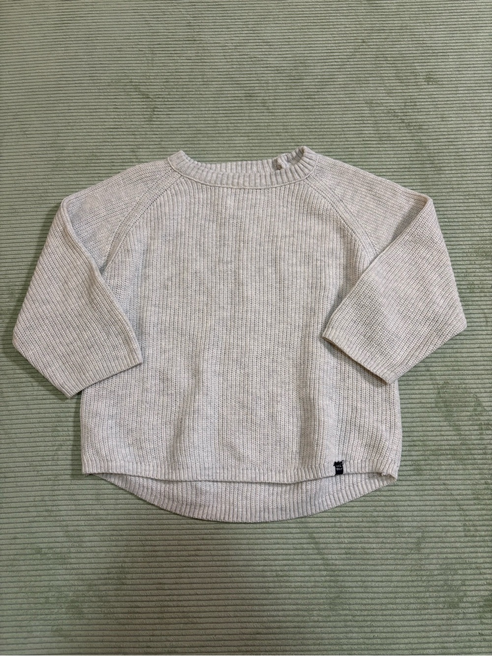 Zara Light Gray Ribbed Crewneck Sweater